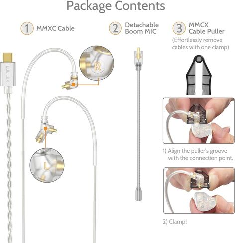 كابل Cubilux USB C MMCX مع ميكروفون بوم، سلك من النوع C إلى MMCX IEM مع ميكروفون متوافق مع iPhone 17/15/16، Galaxy S25/S24/S23، Pixel 10/9/8/7 Pro، وهواتف Android والمزيد، 4 أقدام in Kuwait
