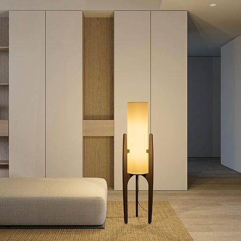 Ozarke Zen Modern Floor Lamp - Fabric Shade & Wood Frame Mid-Century 44 Inch Standing Corner Light for Bedroom, Living Room & Home Decor - E26 Bulb Warm 3000K (Natural Wood) in Saudi Arabia