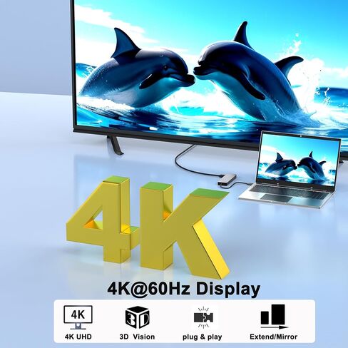 محطة إرساء USB C مع حاوية M.2 NVMe SSD بسرعة 10 جيجابت في الثانية، محور USB-C 9 في 1، فتحة SSD من النوع C مع HDMI 4K@60 هرتز، USB 3.2 Gen2، PD100W، قارئ بطاقة SD/TF، ​​محطة إرساء للكمبيوتر المحمول Dell/HP/Lenovo/Mac in Kuwait