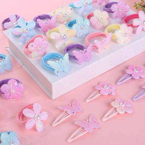 32 قطعة من ربطات شعر سباركلي للأطفال الصغار، مشابك شعر للفتيات، ربطات شعر مطاطية على شكل زهرة، ربطات شعر على شكل ذيل حصان، مشبك شعر ملون على شكل فيونكة على شكل زهرة لطيفة، إكسسوارات للشعر in Kuwait