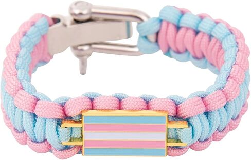 Desert Cactus Transgender Flag Paracord Bracelet - Adjustable Size (Paracord) in Saudi Arabia