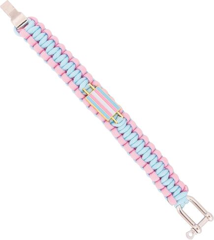 Desert Cactus Transgender Flag Paracord Bracelet - Adjustable Size (Paracord) in Saudi Arabia
