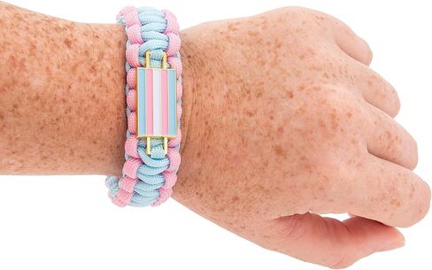 Desert Cactus Transgender Flag Paracord Bracelet - Adjustable Size (Paracord) in Saudi Arabia
