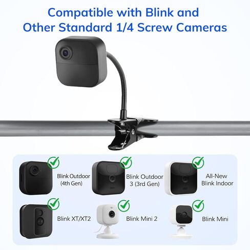 3 Pack Metal Flexible Clip Clamp Mount for Blink Outdoor 4, XT3, XT2, XT, Mini Security Camera (Black-3) in Kuwait
