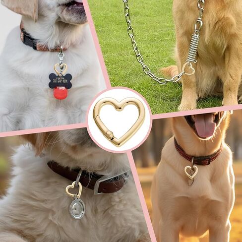 12Pcs Heart Shaped Carabiner Keychain Clips | Gold Metal Spring Key Rings for Backpack Bag Purse & DIY Accessories in Saudi Arabia
