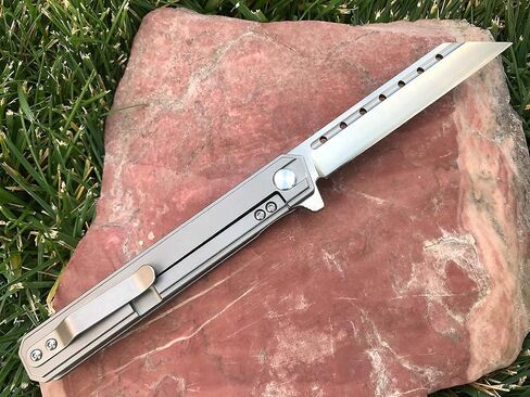 سكين جيب تيتانيوم قابل للطي من TACTICAL GEARZ لـ EDC، مقبض تيتانيوم Tc4 صلب، شفرة تانتو D2 فولاذية، يتضمن غمدًا (أونيكس بلاتينيوم) in Kuwait