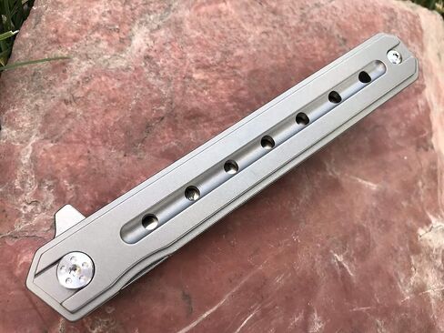 سكين جيب تيتانيوم قابل للطي من TACTICAL GEARZ لـ EDC، مقبض تيتانيوم Tc4 صلب، شفرة تانتو D2 فولاذية، يتضمن غمدًا (أونيكس بلاتينيوم) in Kuwait