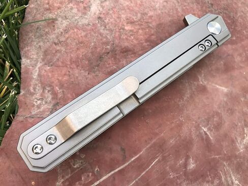 سكين جيب تيتانيوم قابل للطي من TACTICAL GEARZ لـ EDC، مقبض تيتانيوم Tc4 صلب، شفرة تانتو D2 فولاذية، يتضمن غمدًا (أونيكس بلاتينيوم) in Kuwait