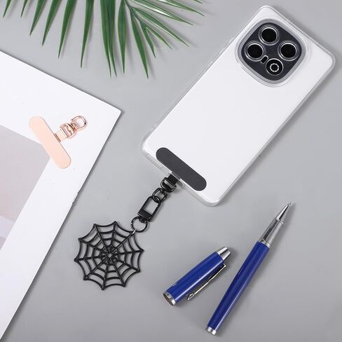 قطعتان من شريط ربط الهاتف القابل للدوران 360 درجة من الفولاذ المقاوم للصدأ، شريط حبل للهاتف المحمول رفيع للغاية لحافظات الهواتف الذكية (أسود، ذهبي وردي) in Kuwait