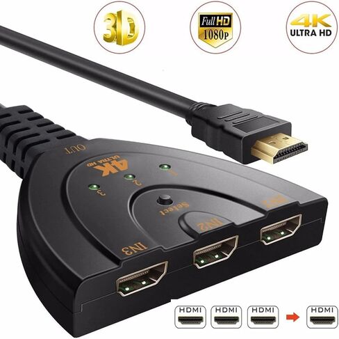 HDMI Splitter Adapter Cable, 1080P HDMI Splitter 3 in 1 Out, HDMI Male to 2 HDMI Female 1 to 2 Way Splitter Cable for HDTV, LCD Monitor and Projectors in Saudi Arabia