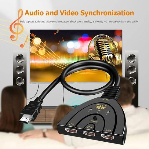 HDMI Splitter Adapter Cable, 1080P HDMI Splitter 3 in 1 Out, HDMI Male to 2 HDMI Female 1 to 2 Way Splitter Cable for HDTV, LCD Monitor and Projectors in Saudi Arabia