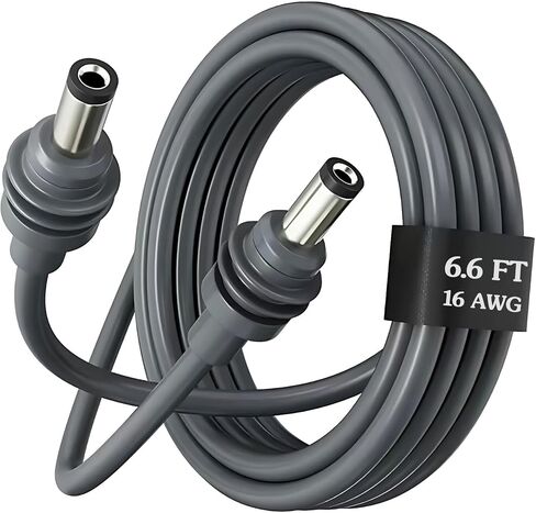كابل طاقة 6.6FT 16AWG 100W DC إلى DC لكابلات شحن Starlink Mini مع حشية مقاومة للماء بطبقتين للاستخدام في الهواء الطلق (كابل رمادي فقط، 6.6FT) in Kuwait