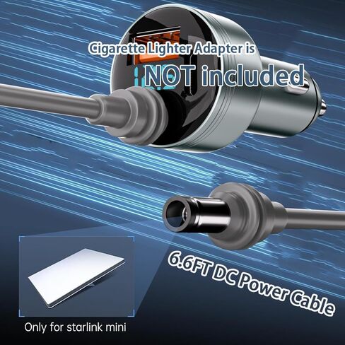 كابل طاقة 6.6FT 16AWG 100W DC إلى DC لكابلات شحن Starlink Mini مع حشية مقاومة للماء بطبقتين للاستخدام في الهواء الطلق (كابل رمادي فقط، 6.6FT) in Kuwait