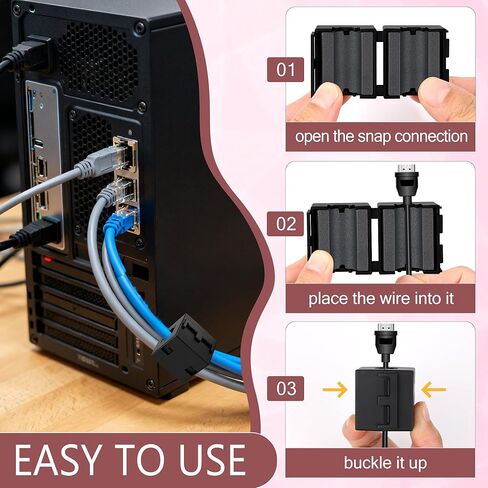 Windspeed 6Pcs Ferrite Chokes 13MM/0.5 in Ferrite Beads Snap on RFI EMI Noise Suppressor Cable Clip for Thick Video Cable Power Cord/USB/Audio Cable Noise Reduction(Inner Diameter 0.5 in) in Saudi Arabia