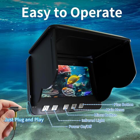 Underwater Fishing Camera,4.3 Inch HD Fishing Camera with 12 Infrared Night Vision Lights, 1000TVL Wide Angle IP68 Waterproof Fishing Camera for Lake Boat Kayak Ice Fishing in Saudi Arabia