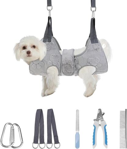 Pawchie Dog Grooming Hammock Harness للكلاب والقطط مع أليف مسمار Clipper Trimmer - Cat Hanger Sling لتقليم الأظافر - كيس أرجوحة الكلب لكلب صغير متوسط ​​كبير ، أزرق S in Saudi Arabia