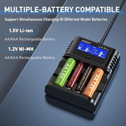 XTAR L4 Pro aa Charger with Batteries 8pcs AA 4150mwh Rechargeable Lithium aa Batteries in Saudi Arabia
