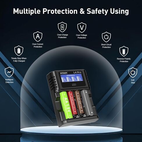 XTAR L4 Pro aa Charger with Batteries 8pcs AA 4150mwh Rechargeable Lithium aa Batteries in Saudi Arabia