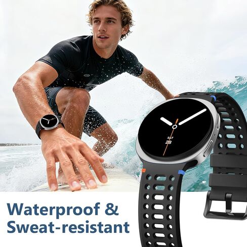 Maledan لساعة Samsung Galaxy Watch 8 Band 40mm 44mm/ Galaxy Watch 8 Classic Band 46mm، أربطة رياضية مسامية من السيليكون الناعم لساعة Samsung 8 Bands/ 8 Classic Men Women، أسود in Saudi Arabia