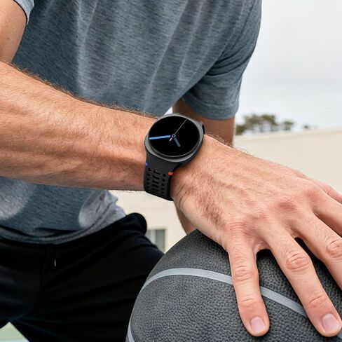 Maledan لساعة Samsung Galaxy Watch 8 Band 40mm 44mm/ Galaxy Watch 8 Classic Band 46mm، أربطة رياضية مسامية من السيليكون الناعم لساعة Samsung 8 Bands/ 8 Classic Men Women، أسود in Saudi Arabia