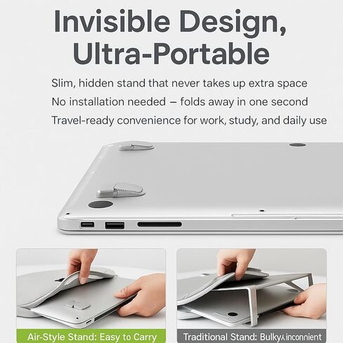 2PCS Mini Laptop Stand for Desk, Portable Keyboard Riser for Desk, Foldable Invisible Office Desk Accessories, Adjustable Computer Keyboard Stand for 10–18'' Laptops & Tablets in Saudi Arabia