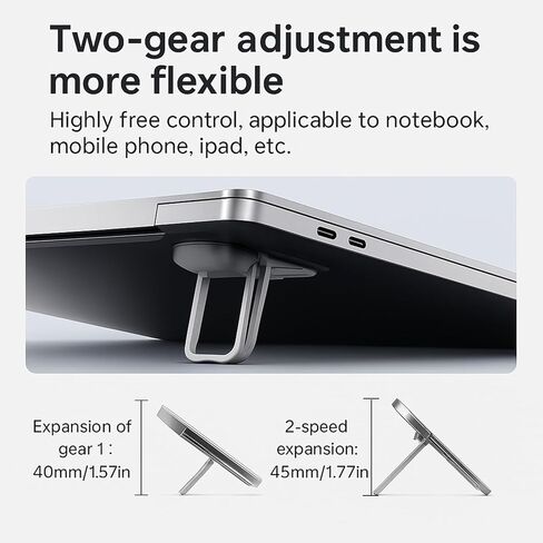 2PCS Mini Laptop Stand for Desk, Portable Keyboard Riser for Desk, Foldable Invisible Office Desk Accessories, Adjustable Computer Keyboard Stand for 10–18'' Laptops & Tablets in Saudi Arabia