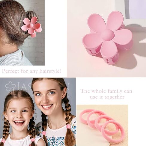 16 Pcs Face Wash Headband Wristband Hair Clips Ponytail Holders Set for Women, Soft Headband, Plastic Claw Clips, Elastics Hair Tie for Facial Skincare Makeup -Pink in Saudi Arabia
