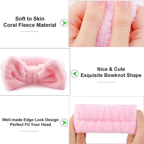 16 Pcs Face Wash Headband Wristband Hair Clips Ponytail Holders Set for Women, Soft Headband, Plastic Claw Clips, Elastics Hair Tie for Facial Skincare Makeup -Pink in Saudi Arabia