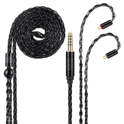 كابل UNCLE LIGHT من 4.4 ملم إلى 2 سنون (0.78 ملم) IEM، كابل سماعات HiFi مطلي بالفضة 8 النواة OCC، لسماعات الأذن فائقة النعومة وشاشة داخل الأذن، 1.3 متر أسود in Saudi Arabia