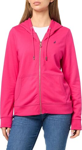 Nautica Women's Solid Zipper Long Sleeve Hoodie Sweatshirt in Saudi Arabia