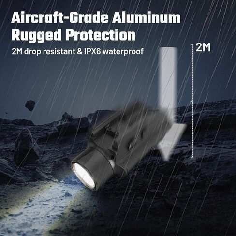 AIMWIN WL20 Weapon Light 2000 Lumen 451 Yards Long Range with Strobe Mode USB-C Rechargeable Tactical Flashlight Fit GL/Picatinny Rail Mounted Light in Kuwait