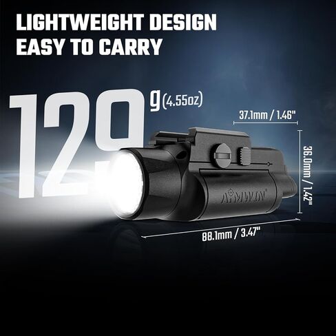 AIMWIN WL20 Weapon Light 2000 Lumen 451 Yards Long Range with Strobe Mode USB-C Rechargeable Tactical Flashlight Fit GL/Picatinny Rail Mounted Light in Kuwait