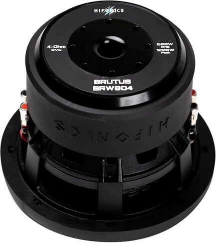 Hifonics BRW8D4 مضخم صوت سيارة بروتوس 1200 واط 8 بوصة مع مقياس ثقيل، مطلي بالمسحوق، سلة مصبوبة من الألومنيوم، مغناطيس مزدوج 70 أونصة، ملف صوتي 2.5 بوصة - مزدوج 4 أوم - 8 بوصة. in Kuwait