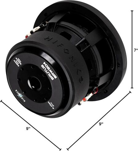 Hifonics BRW8D4 مضخم صوت سيارة بروتوس 1200 واط 8 بوصة مع مقياس ثقيل، مطلي بالمسحوق، سلة مصبوبة من الألومنيوم، مغناطيس مزدوج 70 أونصة، ملف صوتي 2.5 بوصة - مزدوج 4 أوم - 8 بوصة. in Kuwait