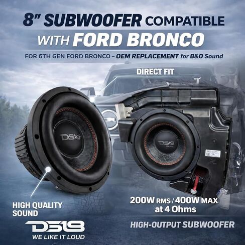 DS18 SLC8S 8" 200W RMS Subwoofer for 6th Gen Ford Bronco B&O System – OEM Replacement Car Subwoofer, 4 Ohm, 35Hz Deep Bass, Easy Factory Fit in Saudi Arabia