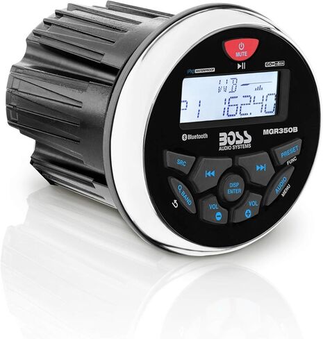 BOSS Audio Systems MGR350B Marine Gauge Receiver - Bluetooth, Digital Media MP3 Player + MR4.3W 200-Watt 3 Way Marine 4-Inch Enclosed System Speakers. in Saudi Arabia