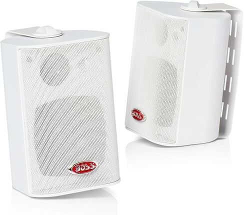 BOSS Audio Systems MGR350B Marine Gauge Receiver - Bluetooth, Digital Media MP3 Player + MR4.3W 200-Watt 3 Way Marine 4-Inch Enclosed System Speakers. in Saudi Arabia