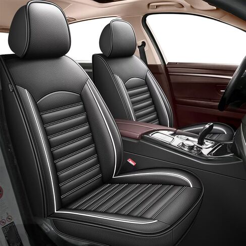 أغطية مقاعد السيارة مجموعة كاملة تناسب Hyundai Elantra 2017-2025 2026: 5 ملحقات داخلية للسيارات، واقيات غطاء مقعد السيارة من الجلد الصناعي الفاخر المقاوم للماء مع دعم قطني (أسود) in Saudi Arabia