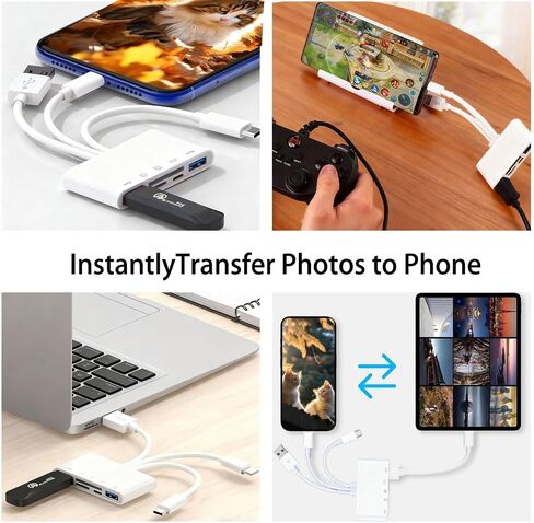 قارئ بطاقات ذاكرة متعدد الأجهزة، محول USB OTG 5 في 1، مع فتحات بطاقات Micro SD وSD، يدعم SD/Micro SD/SDHC/SDXC/MMC لأجهزة i-Phone/i-Pad وUSB C وUSB A in Kuwait