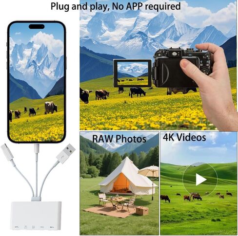 قارئ بطاقات ذاكرة متعدد الأجهزة، محول USB OTG 5 في 1، مع فتحات بطاقات Micro SD وSD، يدعم SD/Micro SD/SDHC/SDXC/MMC لأجهزة i-Phone/i-Pad وUSB C وUSB A in Kuwait