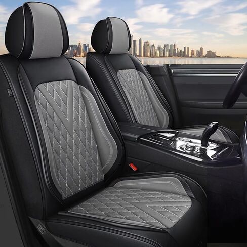 أغطية مقاعد السيارة مجموعة كاملة تناسب Hyundai Elantra 2017-2025 2026: 5 ملحقات داخلية للسيارات، واقيات غطاء مقعد السيارة من الجلد الصناعي الفاخر المقاوم للماء مع دعم قطني (أسود) in Kuwait