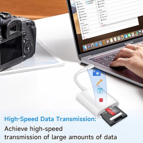 قارئ بطاقة SD USB C لجهاز iPhone 15/16/17/Mac/iPad، قارئ بطاقة الذاكرة بفتحة بطاقة مزدوجة يدعم SD وTF Card Trail Camera Viewer محول بطاقة SD المحمولة قارئ بطاقة Micro SD بدون توصيل التطبيق وتشغيله in Kuwait