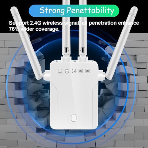 WiFi Range Extender, Dual Band 2.4G and 5G Wireless Repeater, 300Mbps Signal Booster with 4 Antennas, White, Indoor Portable in Saudi Arabia