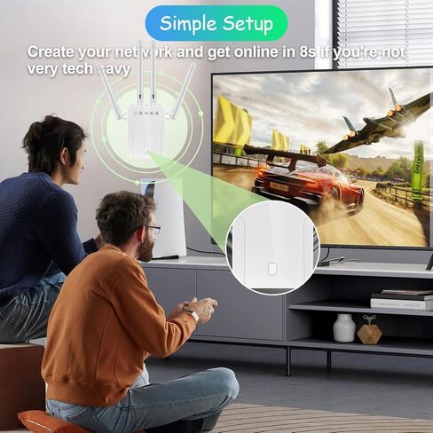 WiFi Range Extender, Dual Band 2.4G and 5G Wireless Repeater, 300Mbps Signal Booster with 4 Antennas, White, Indoor Portable in Saudi Arabia