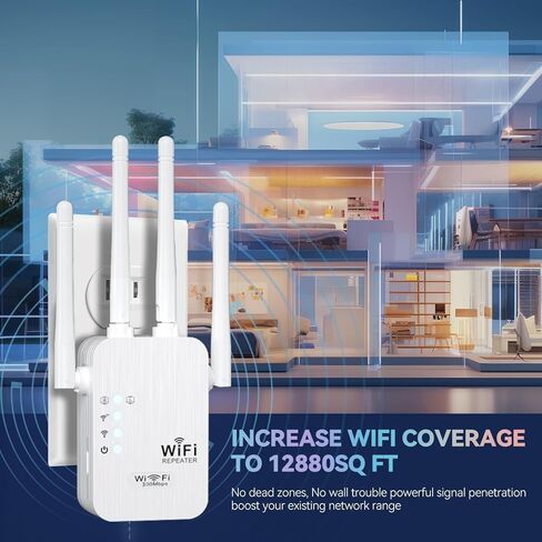 2025 معزز إشارة موسعات WiFi للمنزل طويل المدى يصل إلى 9800 قدم مربع و40 جهازًا، معزز إشارة موسع WiFi، معزز الإنترنت، موسع WiFi طويل المدى، إعداد سريع - متوسط in Saudi Arabia
