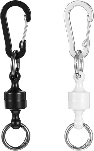 Magnet Key Chain, 2Pcs Magnetic Key Chain Strongest Magnetic Carabiner for Fly Fishing Magnet Metal Hooks, Black and White in Saudi Arabia