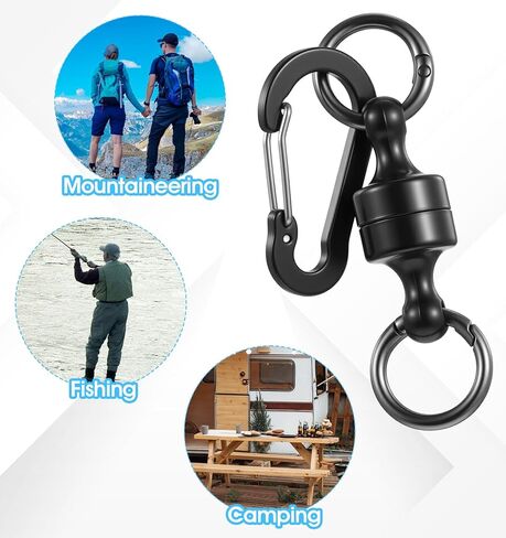 Magnet Key Chain, 2Pcs Magnetic Key Chain Strongest Magnetic Carabiner for Fly Fishing Magnet Metal Hooks, Black and White in Saudi Arabia