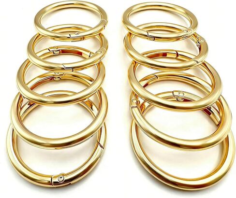 10 Pack 1.5 Inch Spring O Rings Clip, Metal Keychain Rings Key Ring Clip, Large Round Carabiner Clip for Keys, Bags, Buckle (Gold) in Saudi Arabia