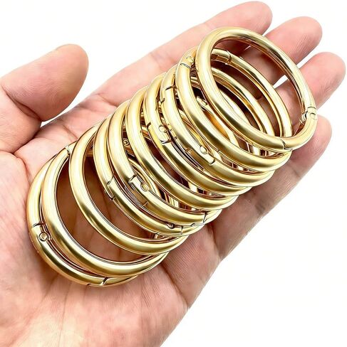 10 Pack 1.5 Inch Spring O Rings Clip, Metal Keychain Rings Key Ring Clip, Large Round Carabiner Clip for Keys, Bags, Buckle (Gold) in Saudi Arabia