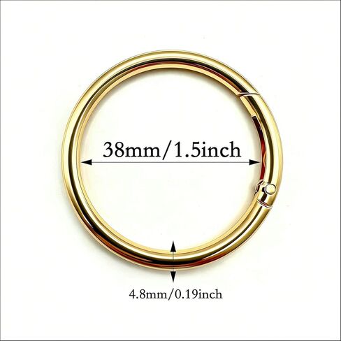 10 Pack 1.5 Inch Spring O Rings Clip, Metal Keychain Rings Key Ring Clip, Large Round Carabiner Clip for Keys, Bags, Buckle (Gold) in Saudi Arabia